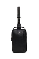 Male Black Leather Mini Crossbody Bag | Derimod
