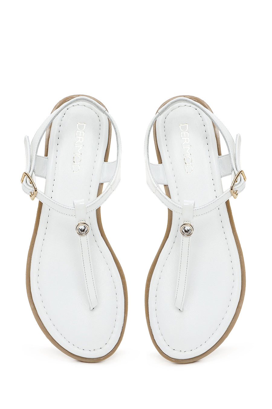 Women's White Flip-Flop Patent Leather Sandals