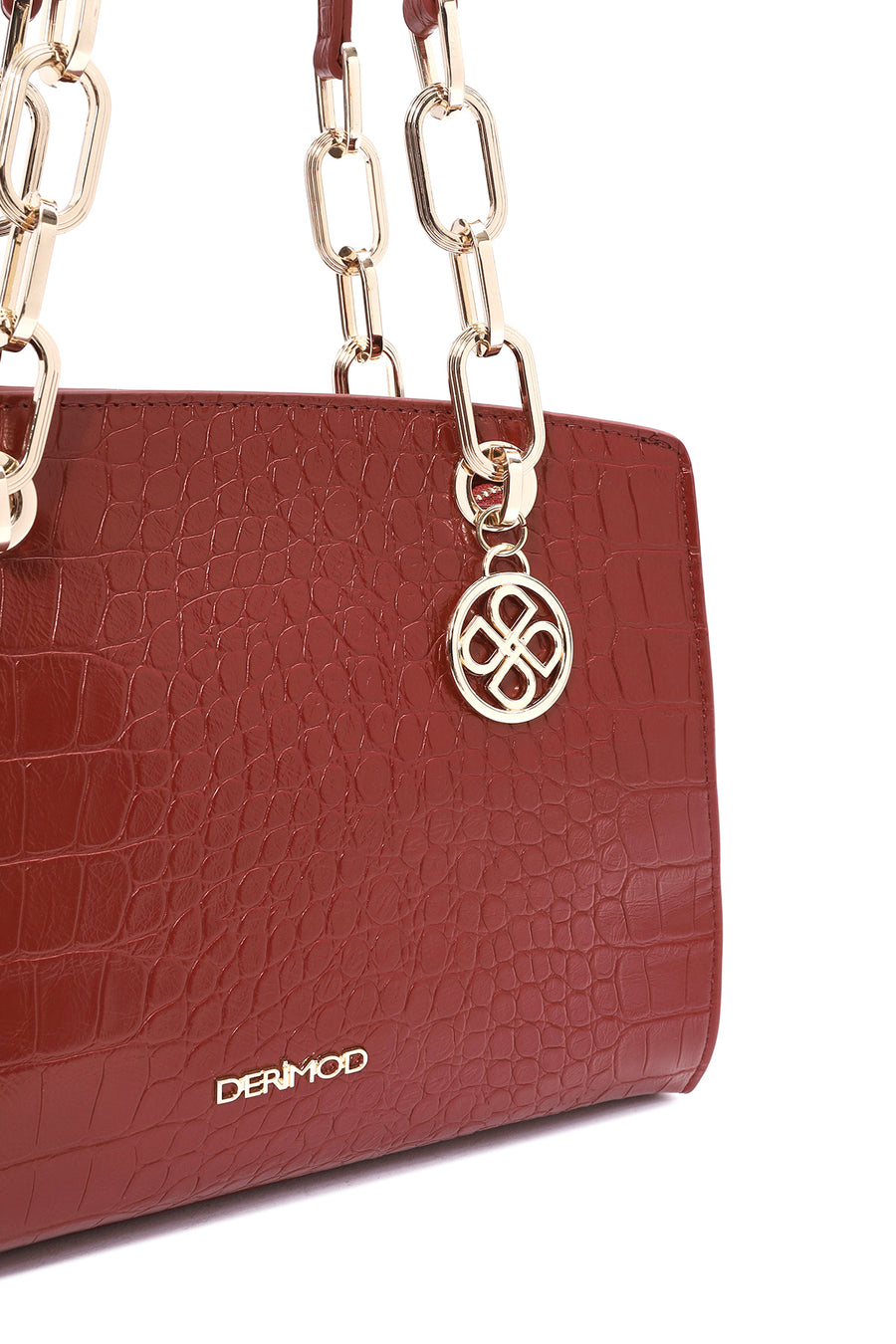 Women's Claret Red Long Strap Crocodile Patterned Classic Shoulder Bag