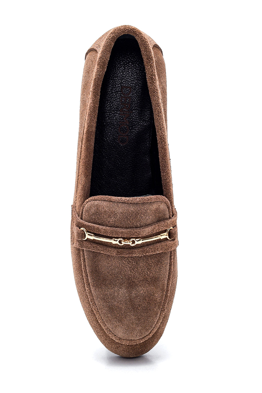 Kadın Deri Tokalı Süet Loafer