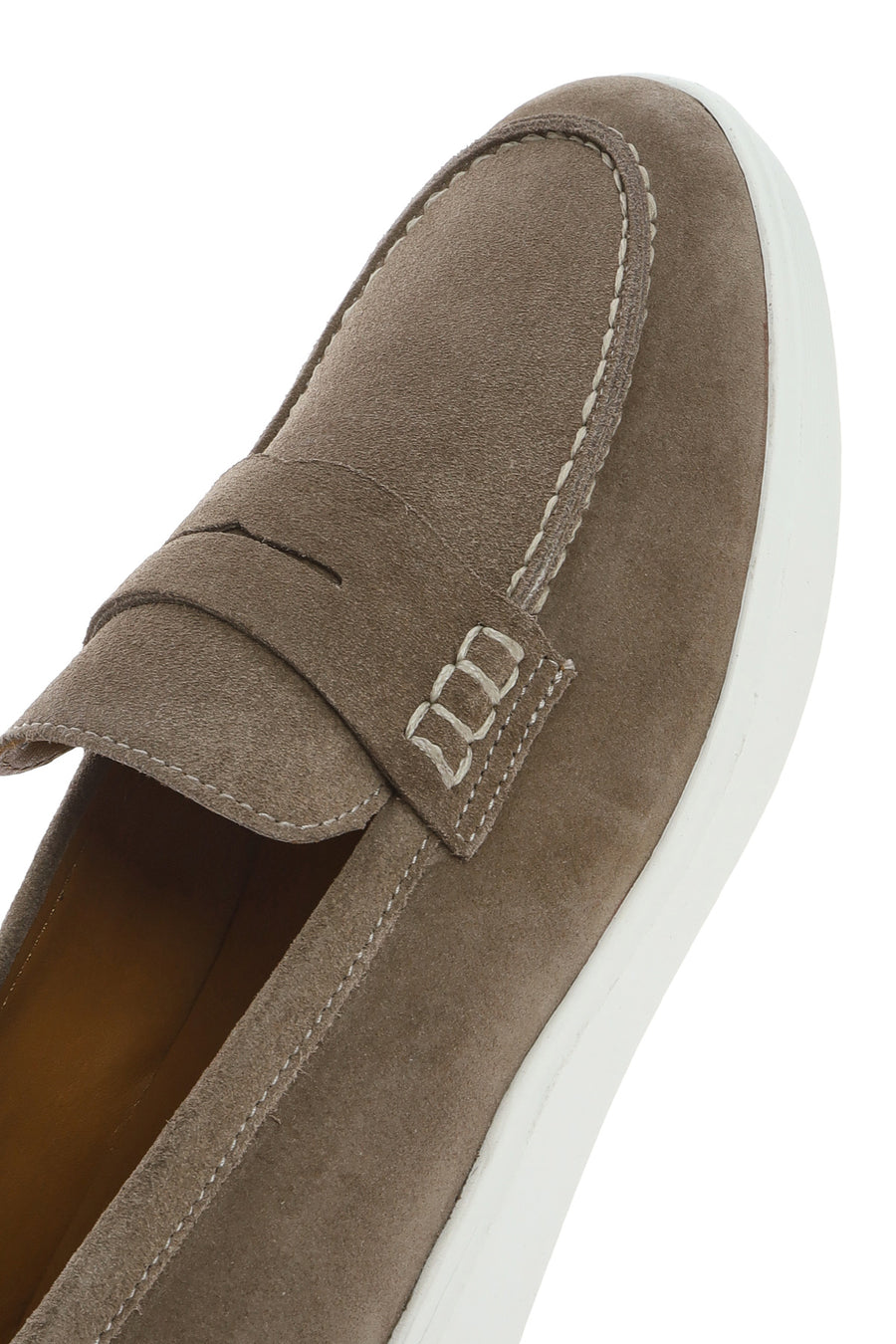 Erkek Vizon Kalın Tabanlı Süet Deri Casual Loafer