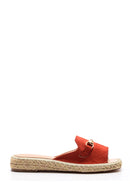 Women's Suede Buckle Espadrille Slippers | Derimod