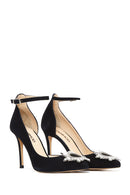 Women's Black Suede Leather Heeled Shoes | Derimod