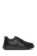 Erkek Siyah Bağcıklı Kalın Tabanlı Deri Sneaker | Derimod