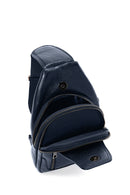 Men's Navy Blue Leather Crossbody Bag | Derimod