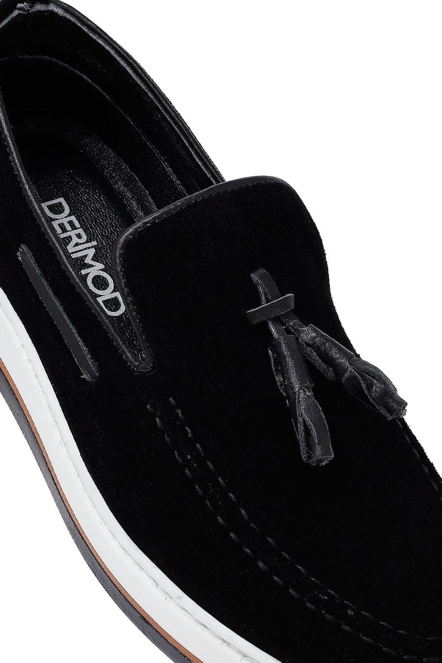 Erkek Siyah Püsküllü Süet Deri Casual Loafer