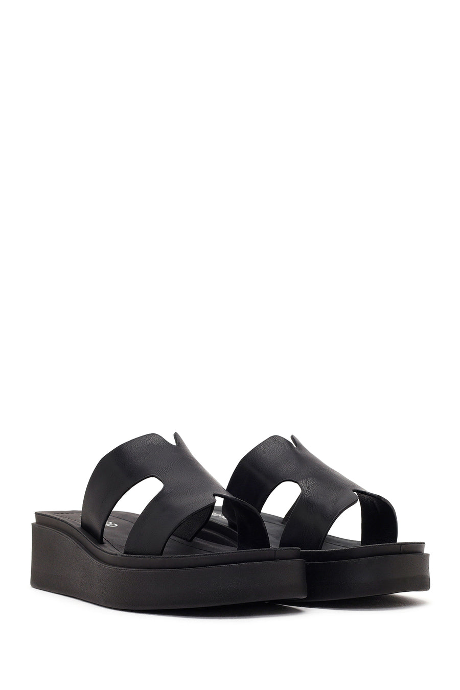 Women's Black Thick Soled Slippers