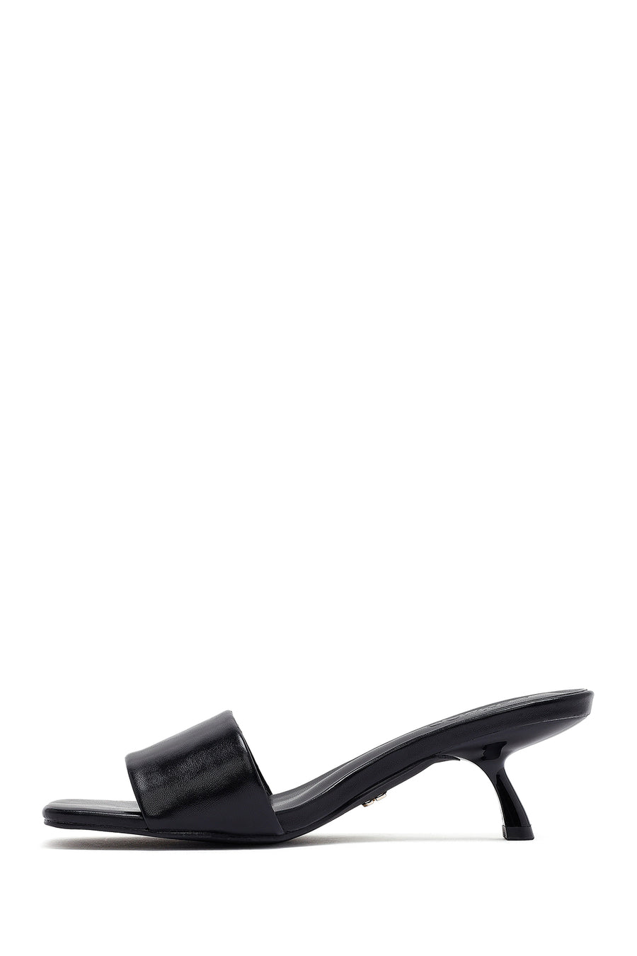 Women's Black Thin Short Heeled Slippers