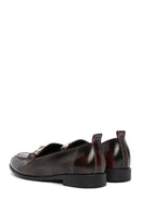 Women's Burgundy Buckle Detailed Leather Masculine Loafer | Derimod