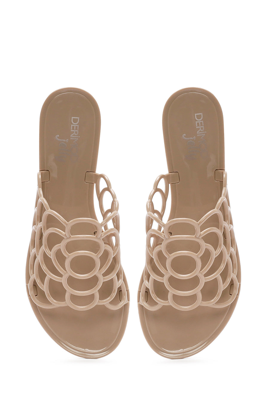 Women's Beige Patterned Jelly Slippers