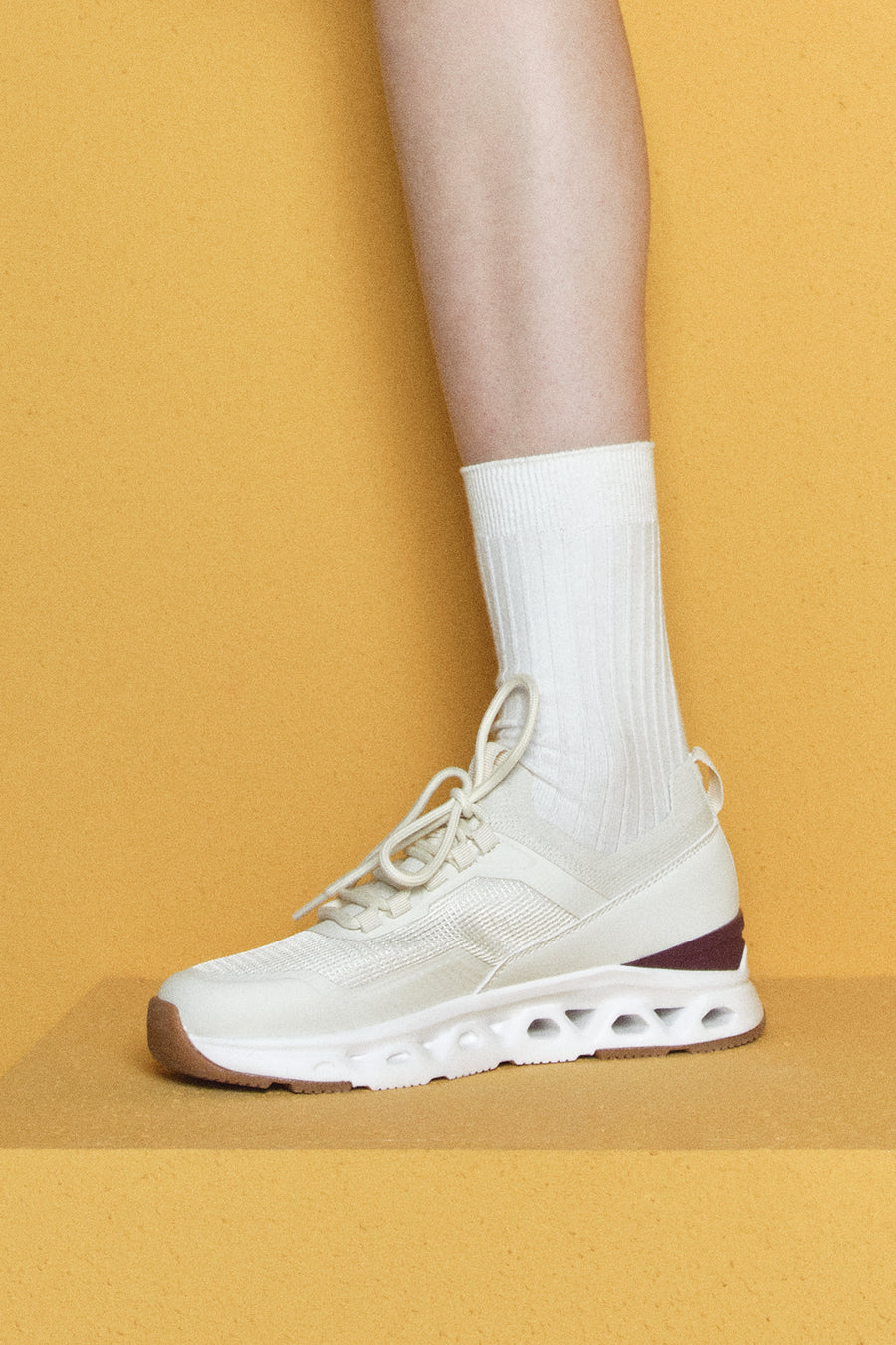 Derimod Zero Women's Cream Laced Fabric Sneakers