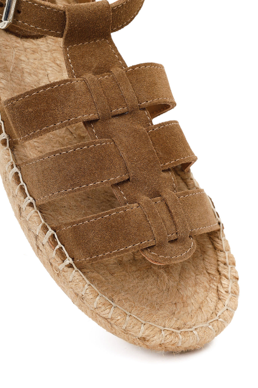 Women's Mink Suede Leather Espadrille Sandals with Ankle Buckle