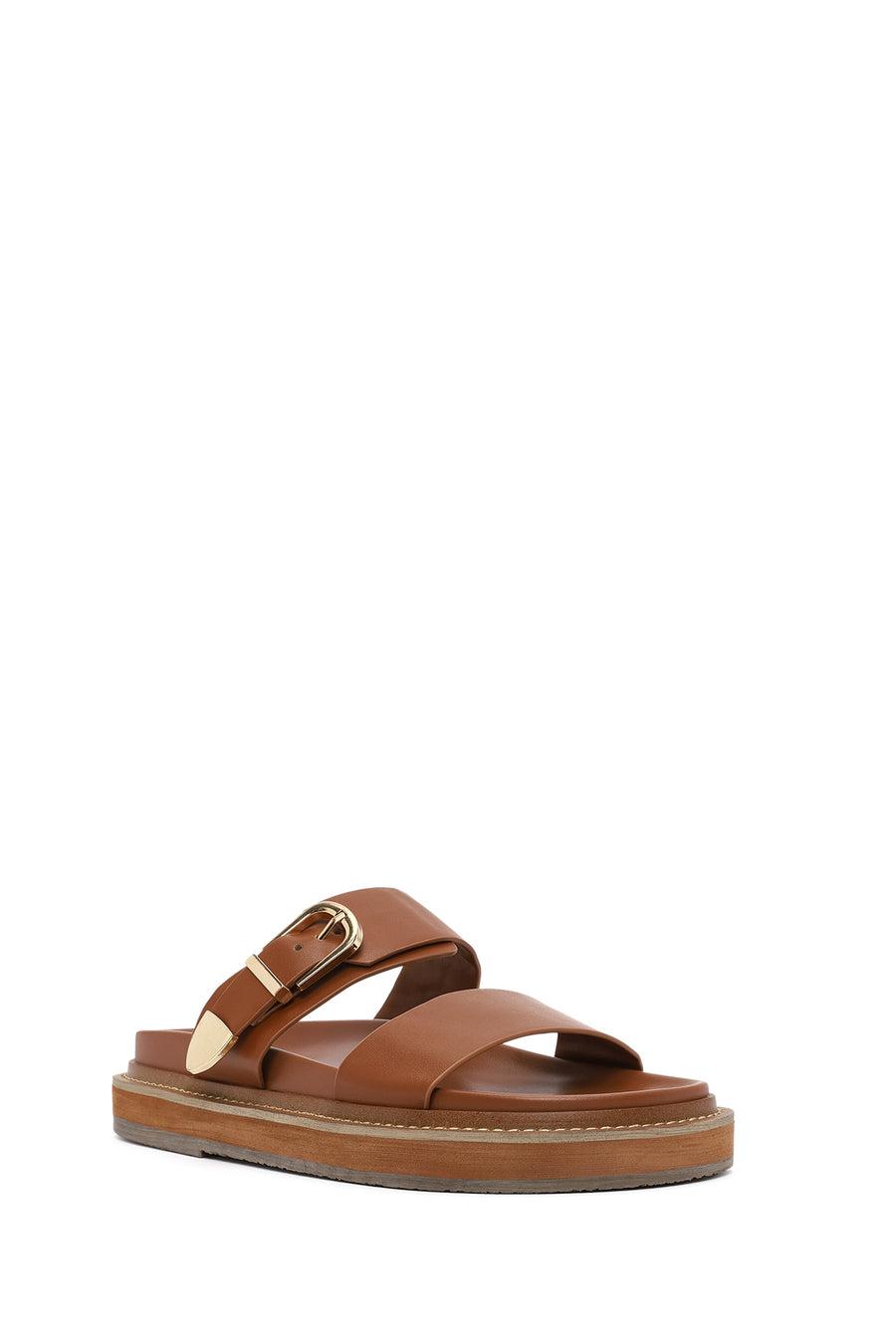 Women's Tan Buckled Slippers