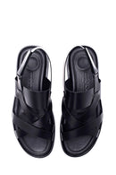 Men's Black Leather Sandals | Derimod