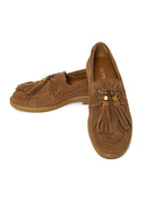 Women's Tan Tassel Suede Leather Loafer | Derimod