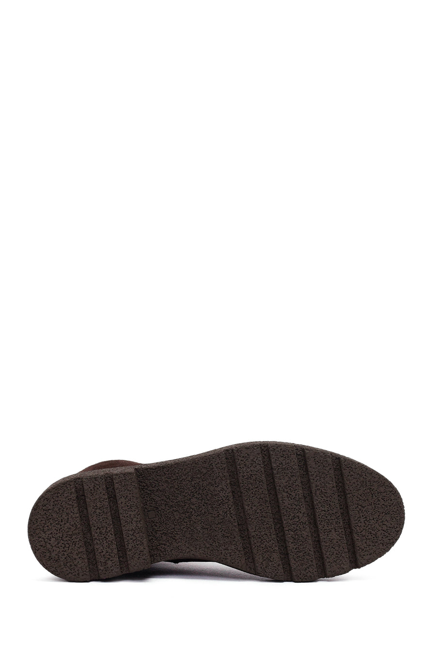 Woman Brown Zip Closure Thick-Soled Suede Combat Boots
