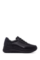 Woman Black Lace-Up Thick-Soled Leather Sneaker | Derimod