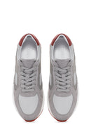 Men's Gray Thick Sole Lace-Up Leather Casual Sneaker | Derimod