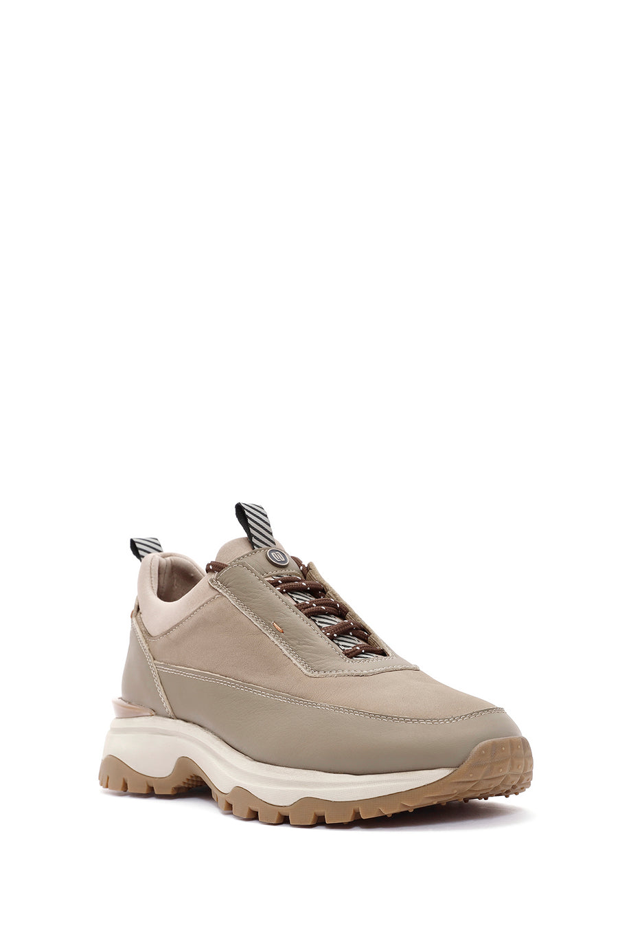 Erkek Vizon Bağcıklı Nubuk Deri Sneaker