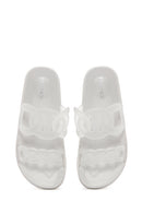 Women's White Transparent Flat Slippers | Derimod