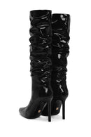 Women's Black Thin Heeled Patent Leather Boots | Derimod