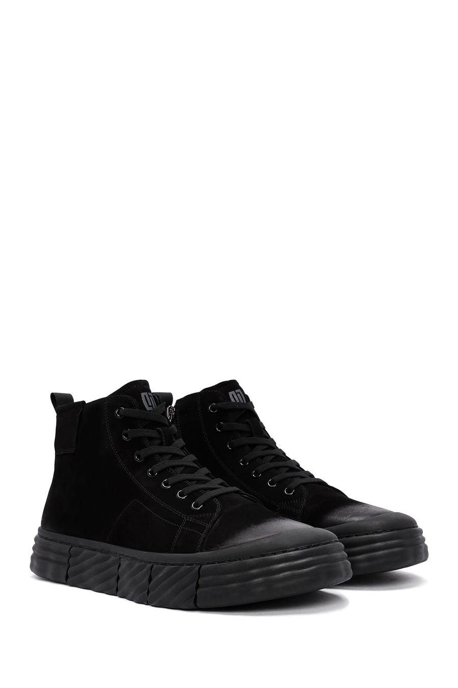 Men's Black Zippered Nubuck Sports Boots