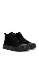 Men's Black Zippered Nubuck High Top Sneakers | Derimod