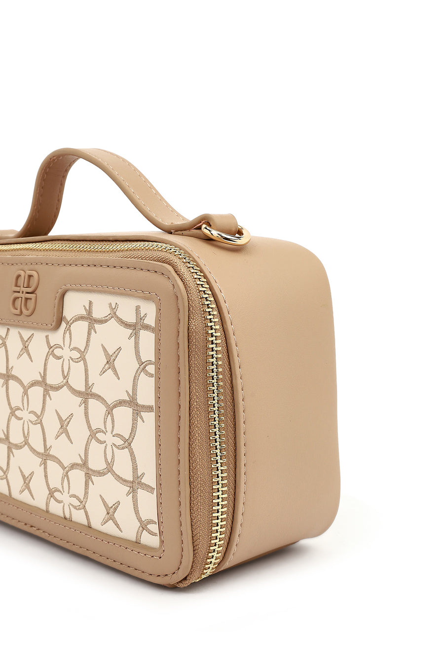 Women's Beige Long Strap Printed Shoulder Bag