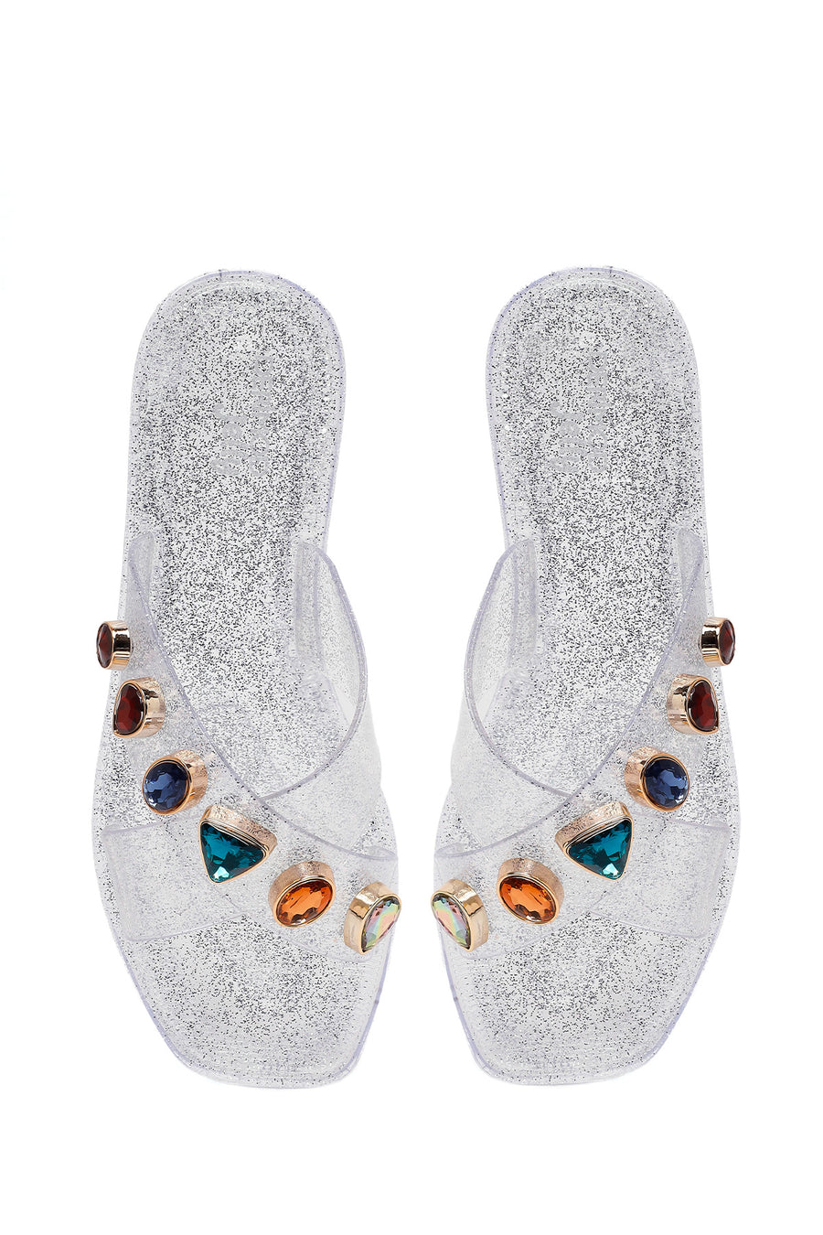 Woman Transparent Rhinestone Jelly Slipper