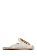 Women's Beige Stone Espadrille Slippers | Derimod