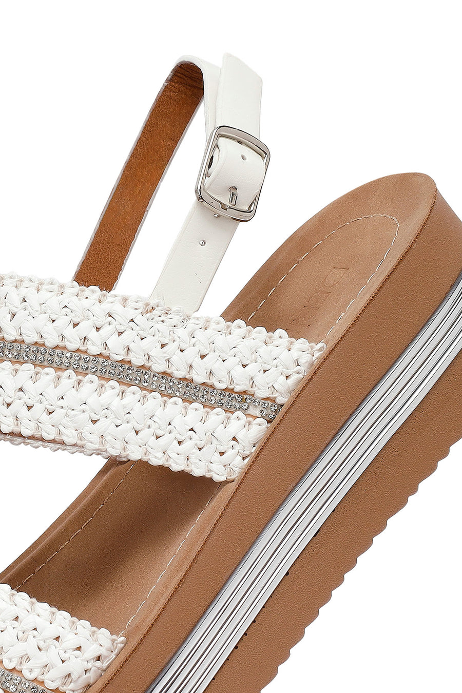 Women's White Thick-Soled Braided Sandals
