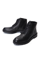 Men's Black Leather Zippered Casual Boots | Derimod