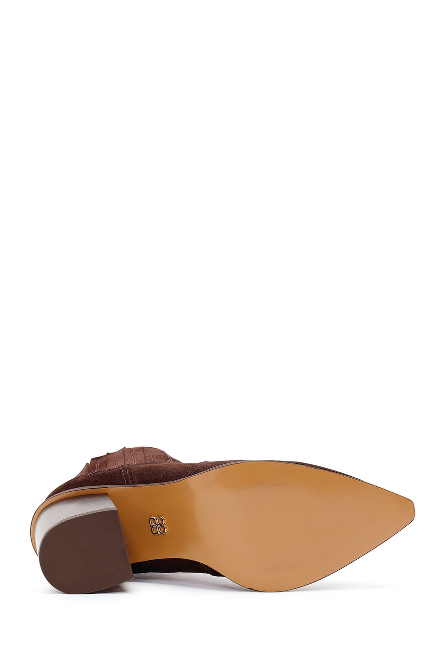 Woman Brown Chunky-Heeled Suede Cowboy Boots