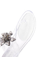 Women's White Jelly Transparent Stone Flip Flops Sandals | Derimod