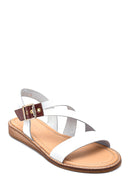 Women's White Leather Bodrum Sandals | Derimod