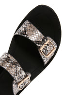 Women's Black Double Buckle Slippers | Derimod