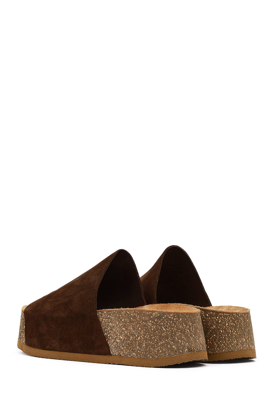 Women's Brown Thick-Soled Suede Leather Slippers