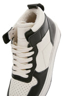 Women's Black Leather High Top Sneaker | Derimod