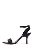 Women's Black Leather Heeled Sandals | Derimod