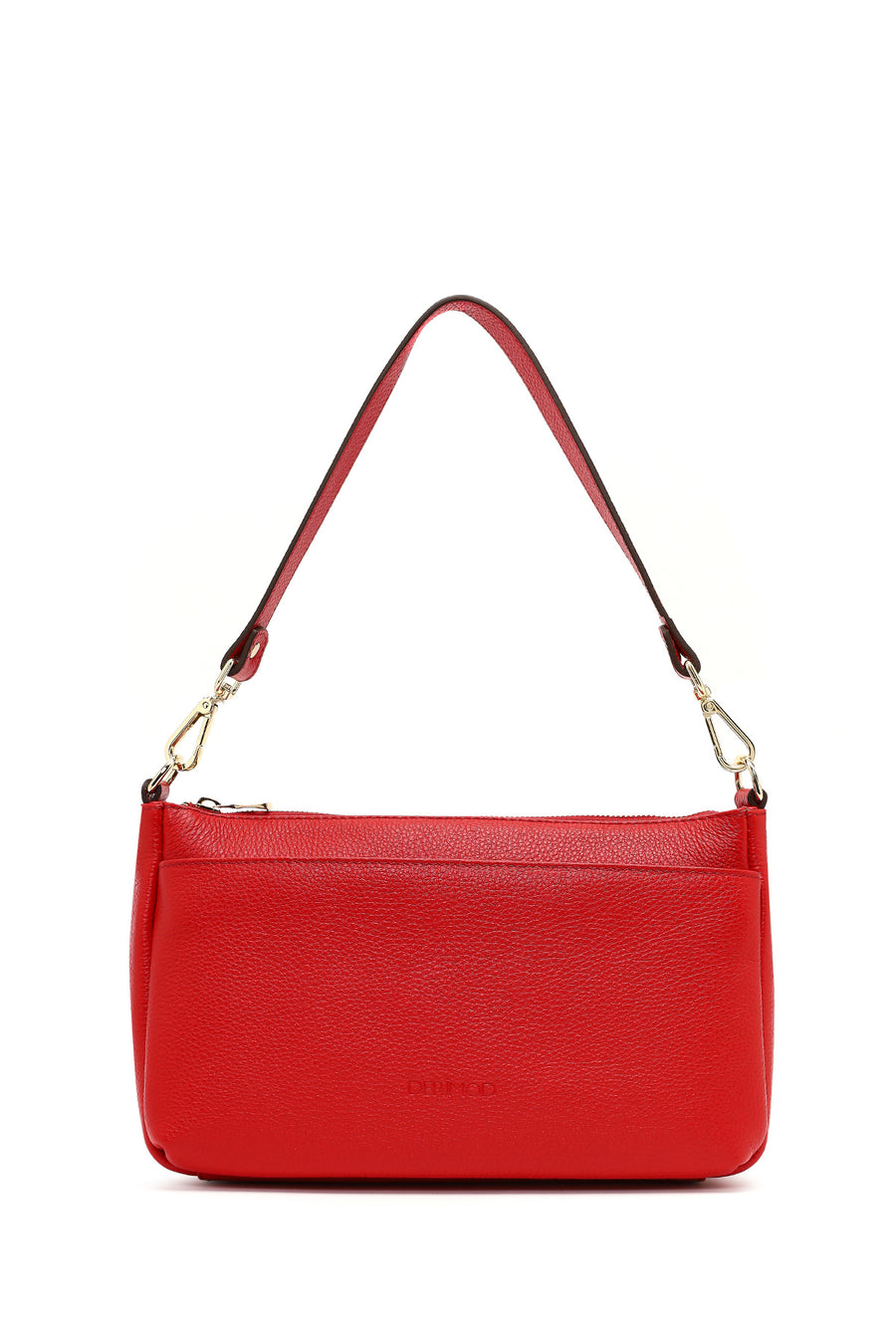 Women's Red Long Strap Leather Shoulder Bag