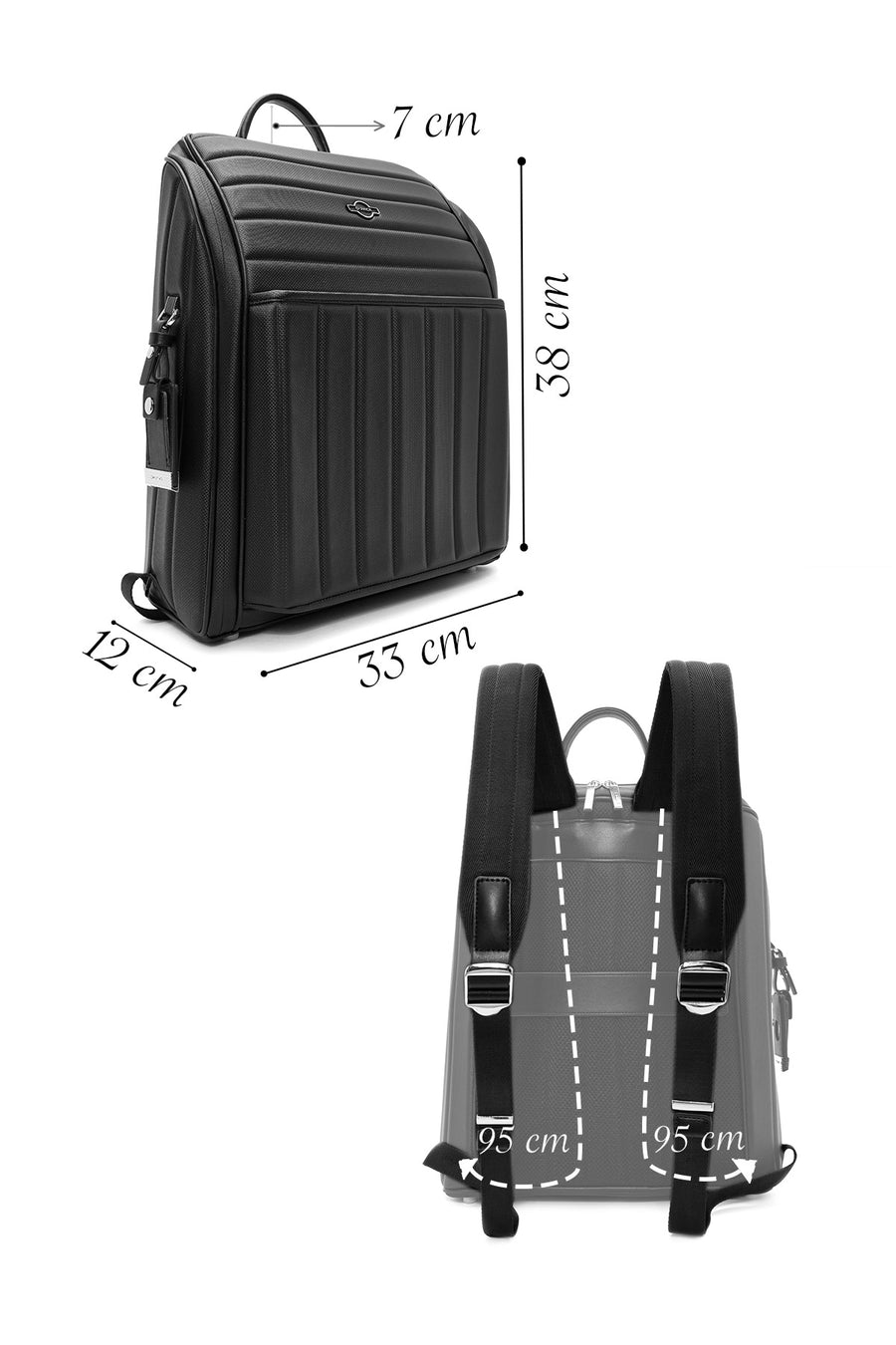 D-Pack Unisex Black Fabric Backpack