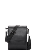 Men's Black Leather Messenger Bag | Derimod