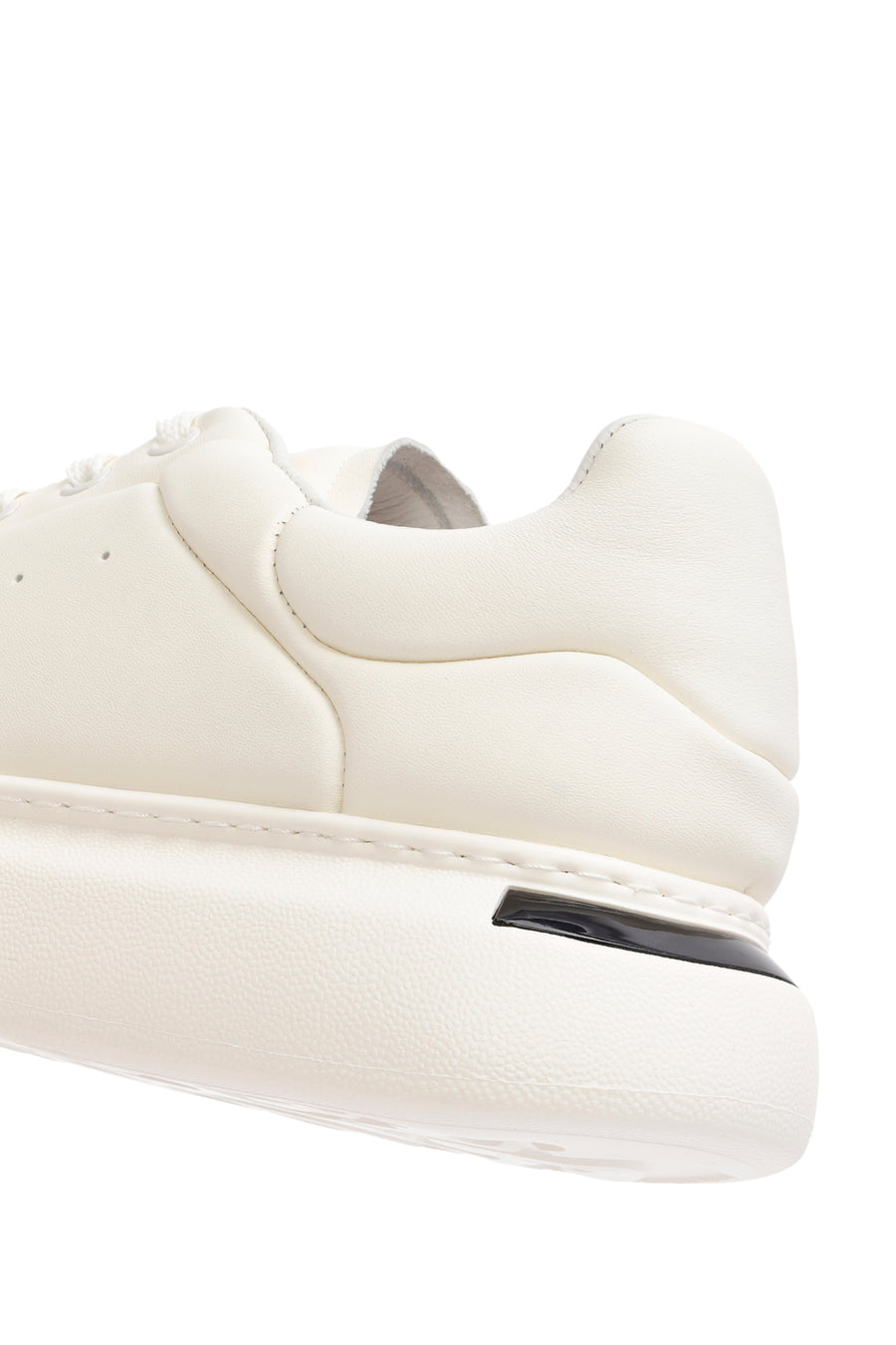 Men's White Lace-up Thick-Sole Leather Sneaker