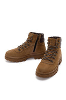 Men's Tan Nubuck Leather Zippered Boots | Derimod