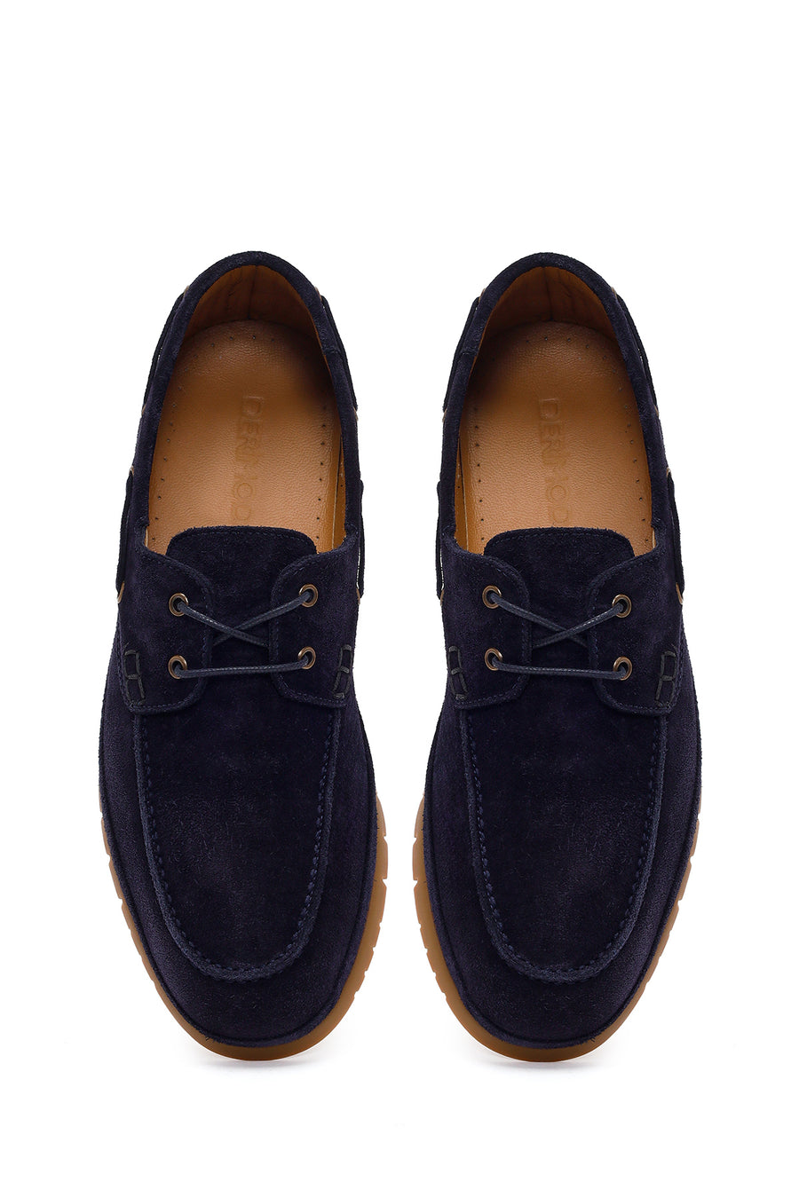 Men's Navy Blue Lace-up Suede Leather Casual Shoes