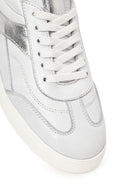 Woman White Lace-Up Chunky Sole Rhinestone Leather Sneaker | Derimod