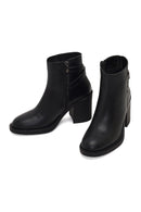 Women's Black Zippered Thick Heeled Boots | Derimod