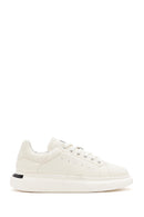 Men's White Lace-up Thick-Sole Leather Sneaker | Derimod