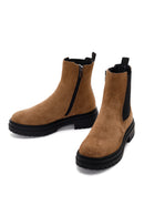 Women's Tan Suede Chelsea Boots | Derimod