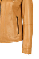 Loretta Woman Camel Short Leather Jacket | Derimod
